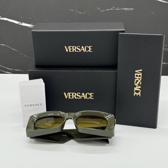 NEW MOD 4474U 5491/73 VERSACE GREEN GREY SQUARE VE4474U 549173 UNISEX SUNGLASSES - Picture 11 of 11